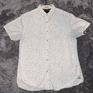 Denim and flower casual button down shirt